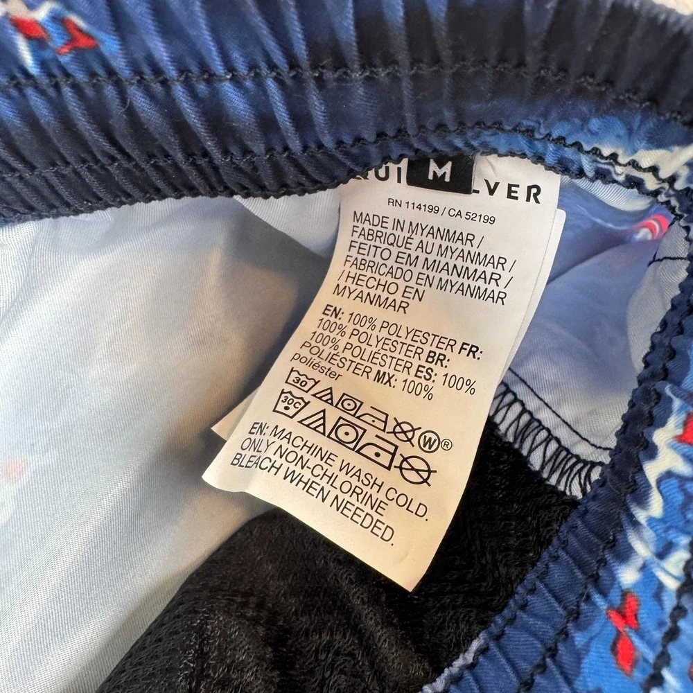 Quiksilver Board Shorts Mens Medium Blue Everyday Striped Trunks Swim Floral NWT